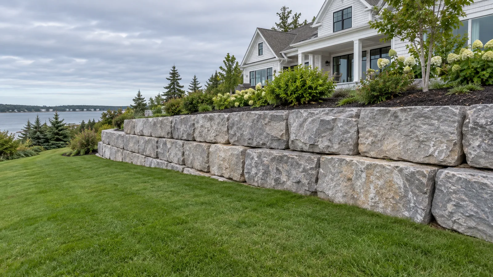 Illustrative armour stone retaining walls design for a Charlottetown-area property
