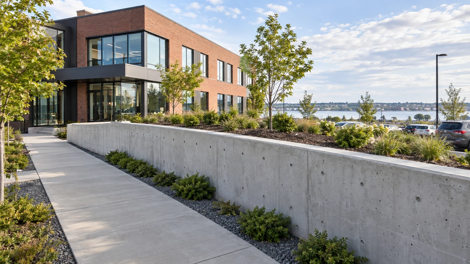 Illustrative commercial retaining walls design for a Charlottetown-area property