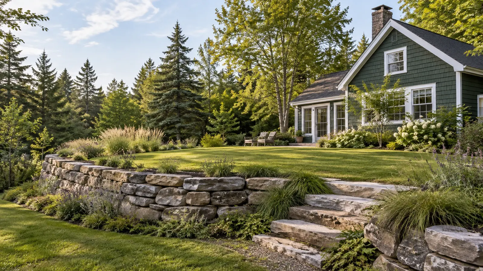 Illustrative cottage retaining walls design for a Charlottetown-area property