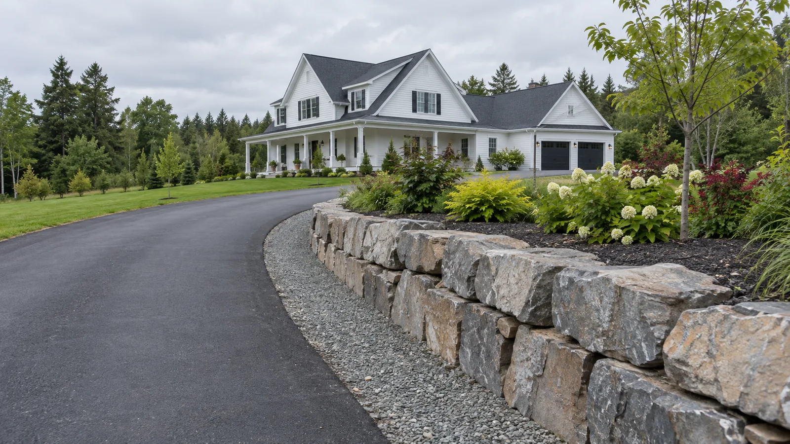 Illustrative driveway retaining walls design for a Charlottetown-area property