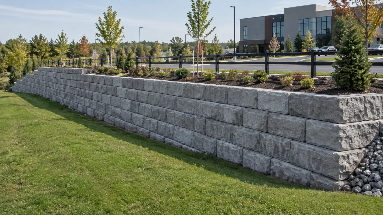 Illustrative large precast block walls design for a Charlottetown-area property
